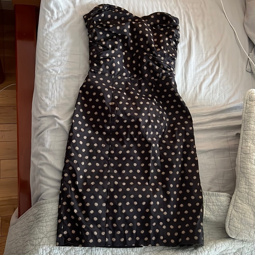 Gorg body shaping polk a dot evening strapless dress